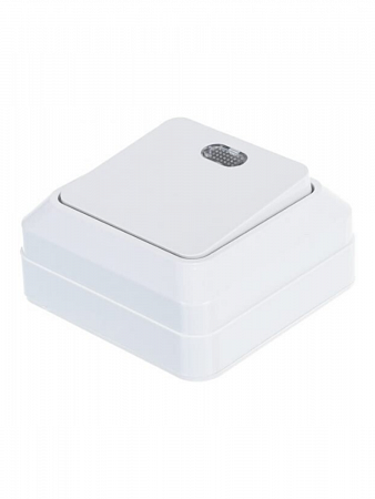 Выключатель 1-кл. ОП Олимп 10А IP20с подсветкой бел. на сайте Стройсервис
