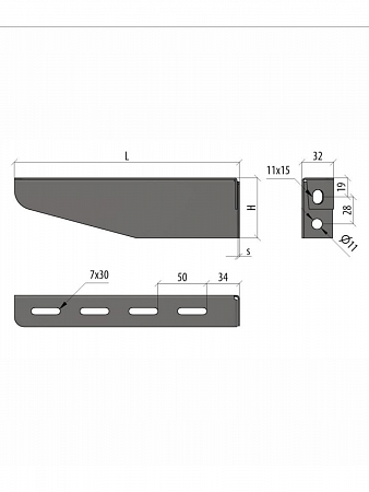 Консоль с опорой 200мм KSP200 LO0852 КМ-Профиль
