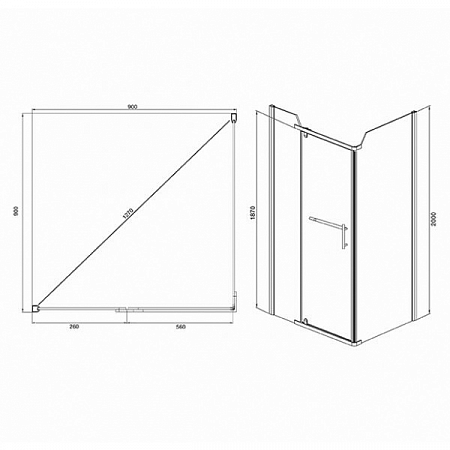 Душевое Ограждение с поддоном 32 N 900х900х2000 Comforty (1)