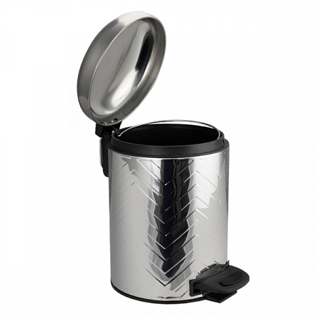 Ведро круглое с узором 5л нерж. (хром с педалью) Санакс (3)