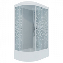 Душевая кабина "Коралл 120*80 В" Правая 1/4 круга, сред.подд., Белый Мозаика, ДН4 (7 мест + сифон) на сайте Стройсервис
