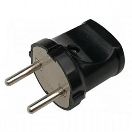 General вилка 6А 250В (АБС-пластик, прямая, черная, б/з) 470509 на сайте Стройсервис
