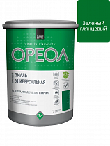 Эмаль акриловая универсальная зелёная  1кг глянцевая ОРЕОЛ *6 на сайте Стройсервис
