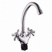 Смеситель двуручный для кухни с высоким изливом  Силумин S49-301 Ligeya на сайте Стройсервис
