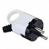 Вилка с/з угловая белая круглая 16А 250В с ушком TDM на сайте Стройсервис
