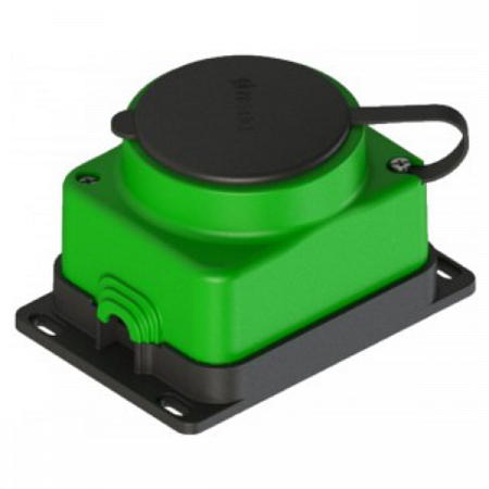 NE-AD розетка прямая 1 гн. с загл. каучук 2Р+РЕ 1х16А 220-240V IP44 Зеленый 4503 на сайте Стройсервис
