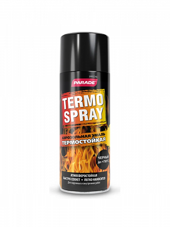 Аэрозоль-Эмаль ТЕРМОСТОЙКАЯ Черная 400 мл PARADE TERMO SPRAY на сайте Стройсервис
