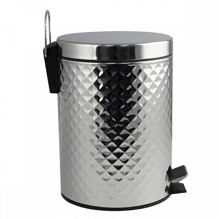 Ведро круглое ромбическое 5л нерж. (хром с педалью) Санакс