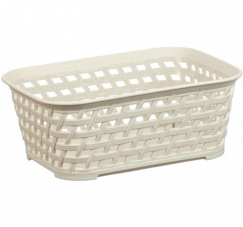 Корзина для хранения пластм. "Ротанг" 185х140х70мм Белый ("М-Пластика") на сайте Стройсервис
