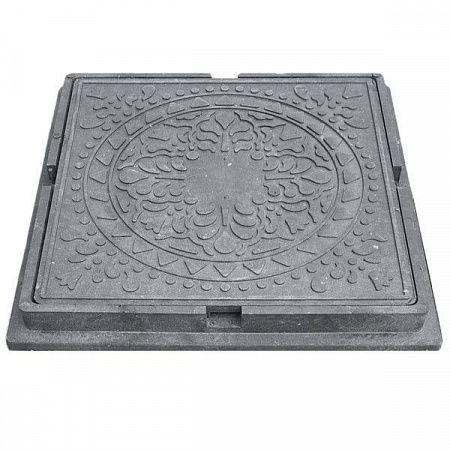 Люк Полимерно песчаный тип  "ЛМУ" квадратный (А30) цвет черный  на сайте Стройсервис
