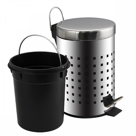 Ведро круглое 5л нерж. (хром с педалью) Санакс (3)