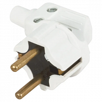 Вилка электрическая В16-001 "Евро" с заземлением, угловая, белая 16 А на сайте Стройсервис
