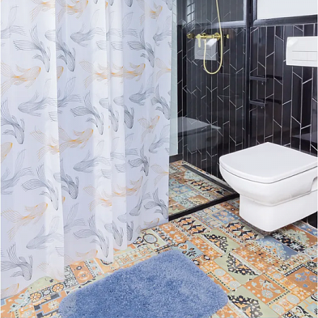 Коврик для ванной Лапша (шенилл) 40х60 голубой 60491 Master House (2)