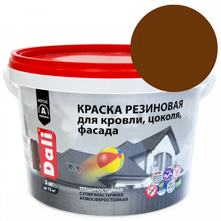"DALI" краска резиновая для кровли, цоколя, фасада, терракотовый - 3 кг на сайте Стройсервис
