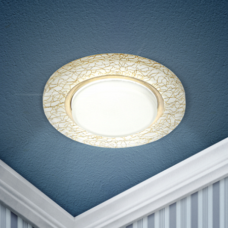 Светильник GX53 встраив. точечный бел./зол. Б0019576 ЭРА (4)