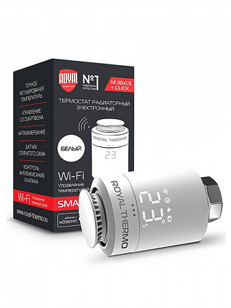 Терморегулятор для радиатора Royal Thermo электрон. Smart Heat, белый на сайте Стройсервис
