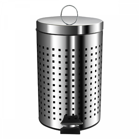 Ведро Санакс круглое 12л нерж. ( хром с педалью ) 112-Н (2)