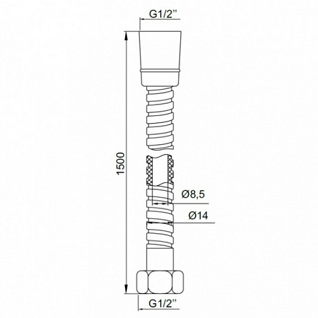 Шланг для душа нерж, 1,5м A5021115 IDDIS