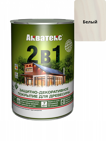 Защитно-декоративное покрытие для древесины Акватекс 2в1 белый 0,8л на сайте Стройсервис
