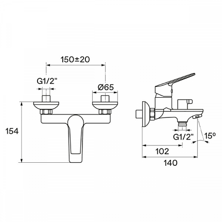 Смеситель для ванны Венга короткий излив, хром WH5A10003C001 Santek