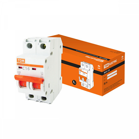 Выключатель автоматический модульный 2п C 16А хар.С ВА 47-29 4,5кА 230/400В TDM на сайте Стройсервис
