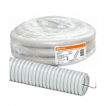 Труба гофрированная ПВХ серая d-20 мм с зондом (10 м)   на сайте Стройсервис
