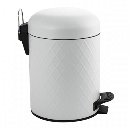 Ведро круглое с узором 12л нерж. (белое с педалью) Санакс