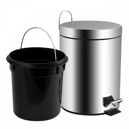 Ведро круглое пневматика 5л нерж. (хром с педалью) Санакс (4)