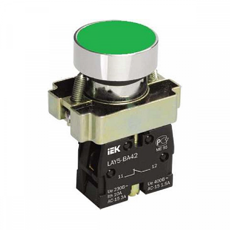 Кнопка LAY5-BA31 без подсветки зеленая 1з BBT60-BA-K06  IEK на сайте Стройсервис
