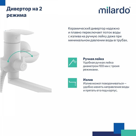 Смеситель для ванны Rora RORWT00M10 Milardo