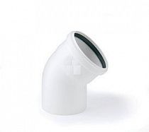 Отвод канализационный БШ D 50мм 45° ПП/белый на сайте Стройсервис
