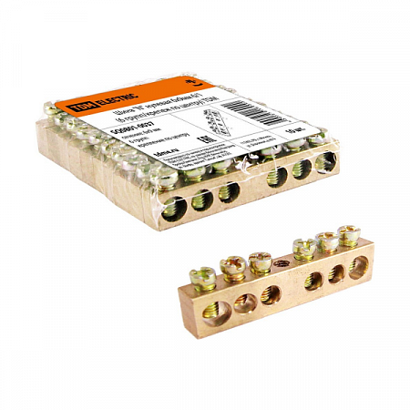 Шина нулевая 6групп/крепеж по центру, сеч.6х9 мм  на сайте Стройсервис
