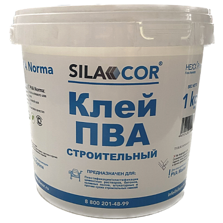 Клей ПВА строительный "SILACOR PVA Norma"ведро 1 кг SilaCOR на сайте Стройсервис
