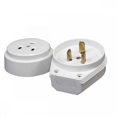 Разъем РШ-ВШ 32А 250В 2P+PE откр. уст. бел.  на сайте Стройсервис
