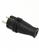 Вилка прямая с заземлением каучук 16А IP44 черная на сайте Стройсервис
