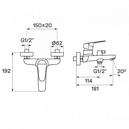 Смеситель для ванны Форт короткий излив, хром WH5A10004C001 Santek