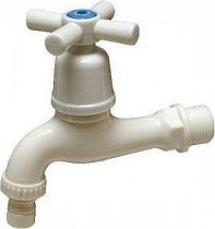 Кран пластик. водоразборный белый 1/2" НР крест арт.20613 на сайте Стройсервис
