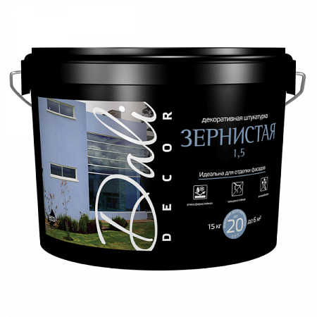 Декоративная штукатурка "Зернистая 1,5" 15кг DALI-DECOR на сайте Стройсервис
