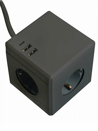 Удлинитель 3х1,5м с заземлением 2USB+1С, 5V 3,1А ПВС 3х1,0 черный 49657 STEKKER  на сайте Стройсервис
