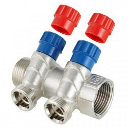 Коллектор 1" х 3/4" с вентилями Valtec 2 выхода  на сайте Стройсервис
