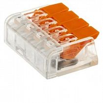 Клемма строительно-монтаж. с рычагом 4х(0,08-4,0 мм)², прозрачная, оранжевая на сайте Стройсервис
