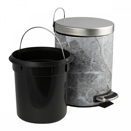 Ведро круглое 5л нерж. (мрамор с педалью) Санакс (3)