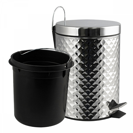 Ведро круглое ромбическое 5л нерж. (хром с педалью) Санакс (4)