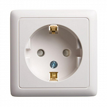 Розетка 1-м ОП Хит 16А IP20 250В с заземл. защ. шторки бел.SchE RA16-138-B на сайте Стройсервис
