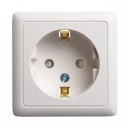 Розетка 1-м ОП Хит 16А IP20 250В с заземл. защ. шторки бел.SchE RA16-138-B на сайте Стройсервис
