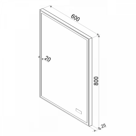 Зеркало Frame Black LED 600*800 с сенсором черный алюминевый профиль 3ЛП948 Агава