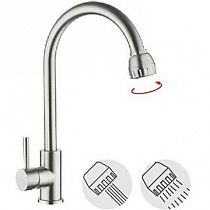 Смеситель для кухни на гайке АК77203 нерж. AquaKratos (без подводки) на сайте Стройсервис
