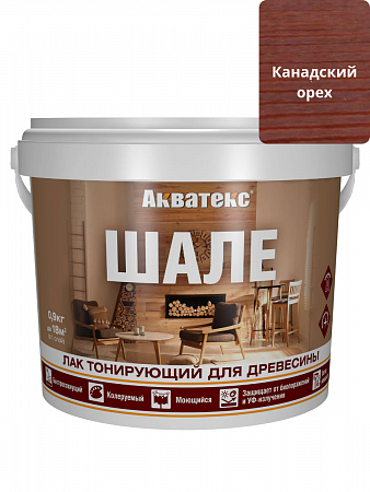 Лак тонирующий для древесины ШАЛЕ 0,9кг Канадский орех АКВАТЕКС на сайте Стройсервис
