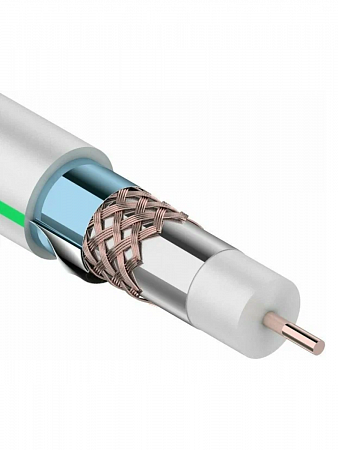 Кабель телевизионный RG-6U+CU (75%), 75 Ом, 100м., белый, (тройной экран), "MASTER" REXANT на сайте Стройсервис
