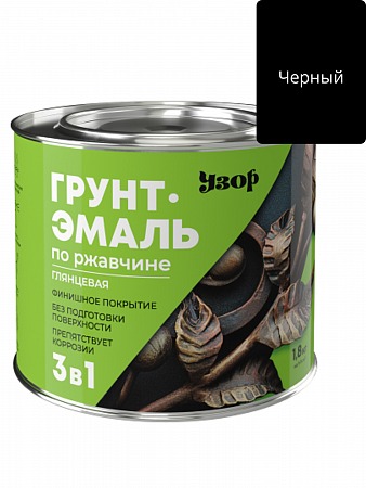 Грунт-эмаль по ржавчине 3в1 Узор глянцевая черная фас 1.8кг на сайте Стройсервис
